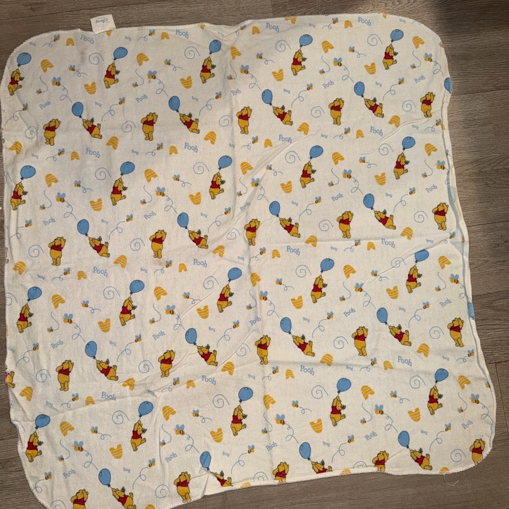 Disney Baby Winnie the Pooh Cream Yellow Blue Blanket